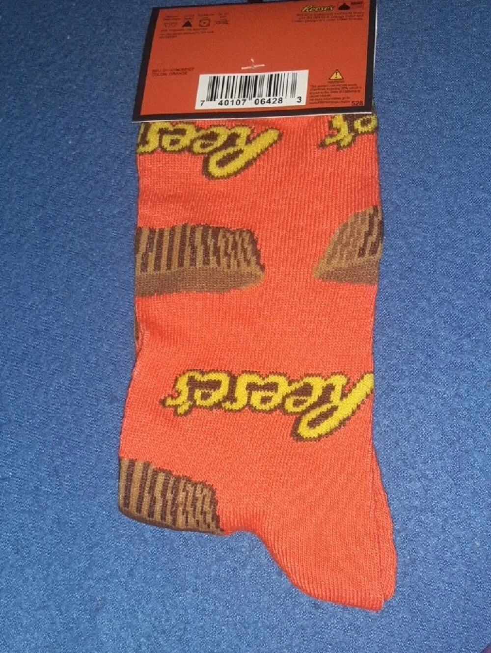 Men's Crew Socks in Orange with Peanut Butter CupMotif